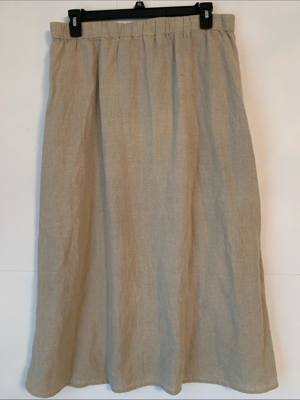 NWT Eileen Fisher Organic Linen Full Length Maxi Skirt in Beige Pockets Size L - Picture 2 of 6